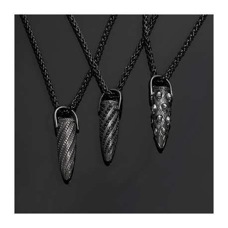 Iced Bullet Skull Pendant in Black Gold