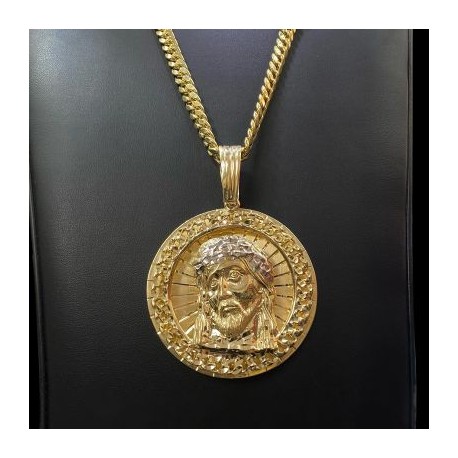 Jesus Cuban Circle Engraved  Pendant