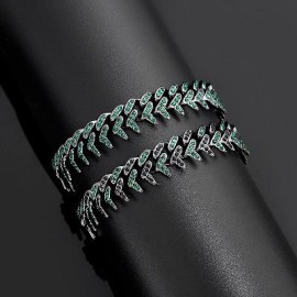 Iced 13mm Emerald Rivet Spike Thorns Cuban Bracelet