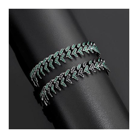 Iced 13mm Emerald Rivet Spike Thorns Cuban Bracelet