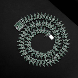 Iced 13mm Emerald Rivet Spike Thorns Cuban Chain