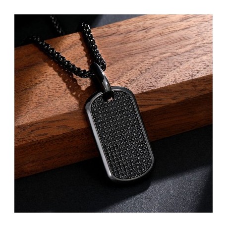 Iced Men's Dog Tag Pendant in Black Gold