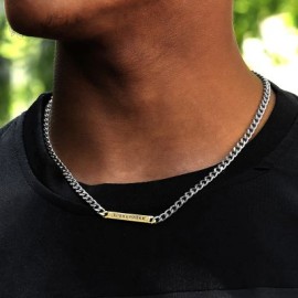 5mm Two-tone Personalized Engraved Cuban ID Necklace