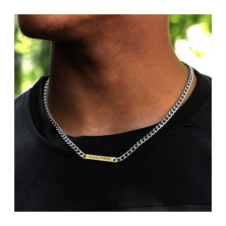 5mm Two-tone Personalized Engraved Cuban ID Necklace
