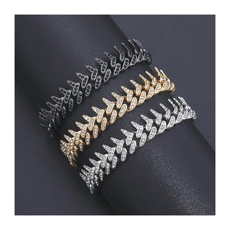 Iced 13mm Rivet Spike Thorns Cuban Bracelet