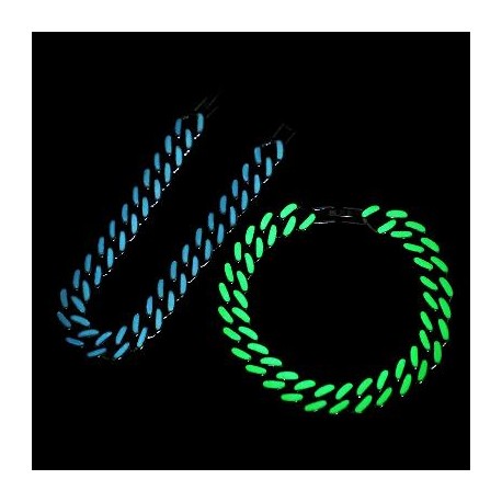 Glow in the Dark Green/Blue Enamel Miami Cuban Bracelet