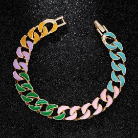 10mm Multi-Color Enamel Cuban LIink Bracelet