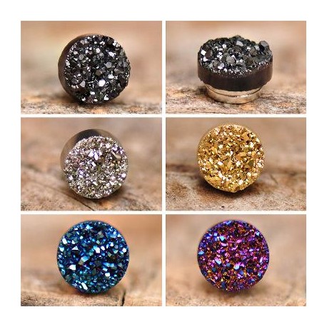 Quartz Round Magnetic Non-Piercing Stud Earrings