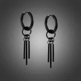 Three Stick Hoop Earrings in Black Gold