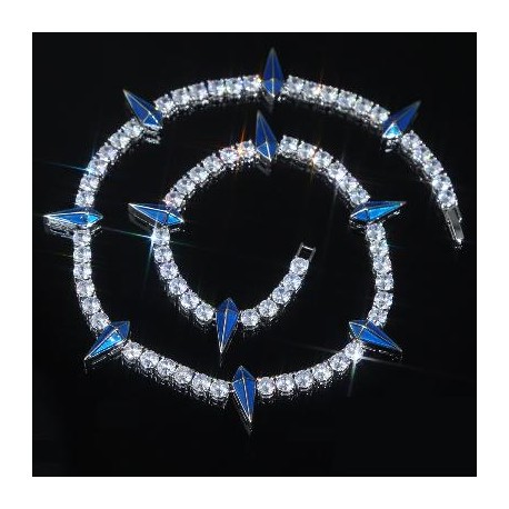 Green/Blue Enamel Fight Tooth and Claw Tennis Chain