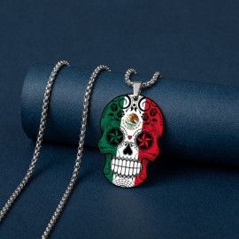 Country Flag Skull Stainless Steel Pendant