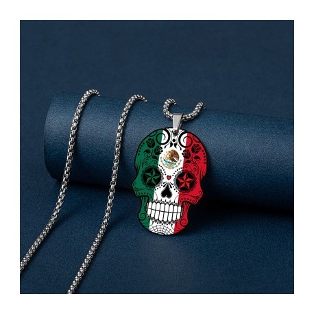 Country Flag Skull Stainless Steel Pendant