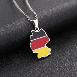 Germany Map Flag Enamel Stainless Steel Pendant
