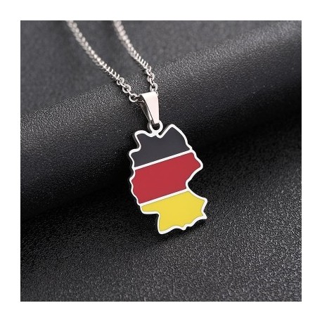 Germany Map Flag Enamel Stainless Steel Pendant