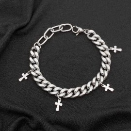 Cross Cuban Chain Titanium Bracelet