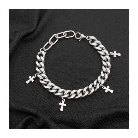 Cross Cuban Chain Titanium Bracelet