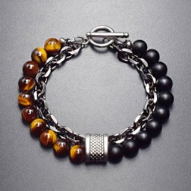 Natural Healing Stone Bead Chain Layer Bracelet