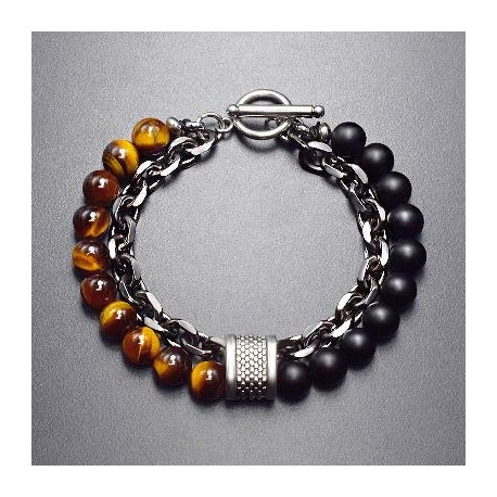 Natural Healing Stone Bead Chain Layer Bracelet