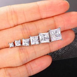 4-Prong Square Princess Cut Earrings