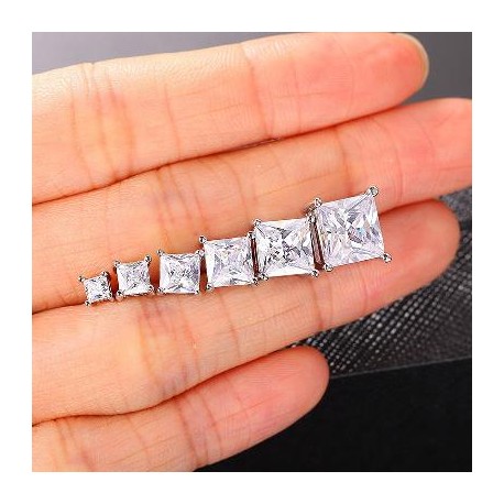 4-Prong Square Princess Cut Earrings