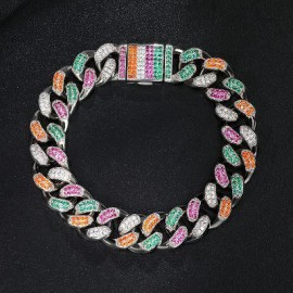 12mm Iced Handset Multi-Color Miami Cuban Bracelet