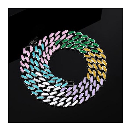 10mm Multi-Color Enamel Miami Cuban Chain