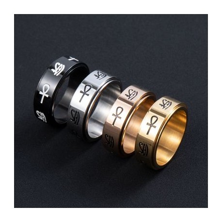 8mm Rotatable Egypt Eye of Horus Titanium Ring