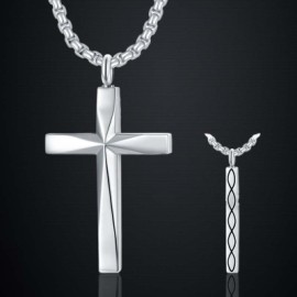 Engraved Cross Infinity Sign Urn Pendant