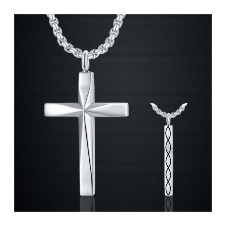 Engraved Cross Infinity Sign Urn Pendant