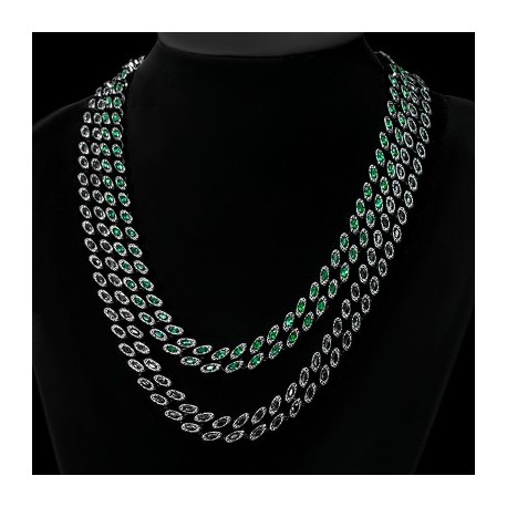 11mm Emerald/Black Marquise Cut Cuban Chain in Black Gold