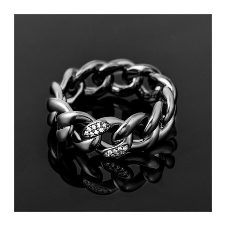 8mm Iced Cuban Band Ring in Black Gold