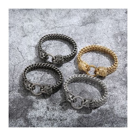 Lion Head Clasp Franco Bracelet