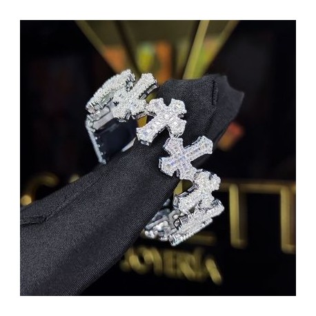 Iced Out Baguette Cut Crosses Bracelet