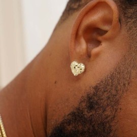 Heart Nugget Stud Earrings in Gold