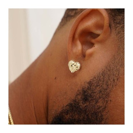 Heart Nugget Stud Earrings in Gold
