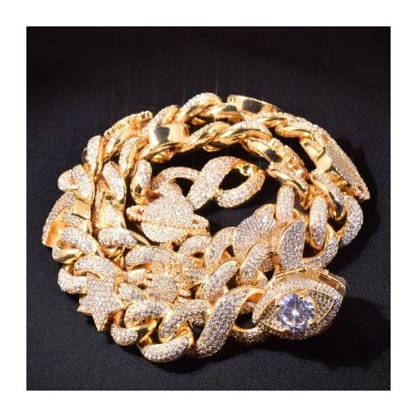 Iced Devil Eye Various Planets Cuban Chain