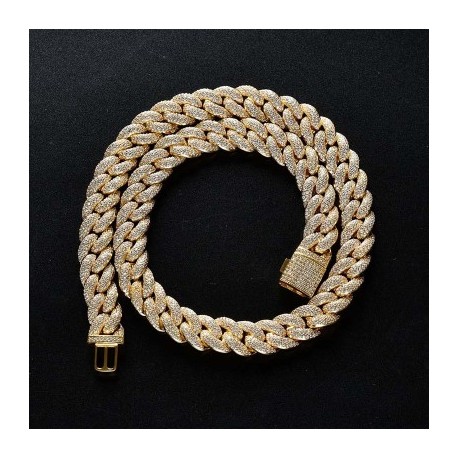 14mm Paved Cuban Chain with Big Box Clasp