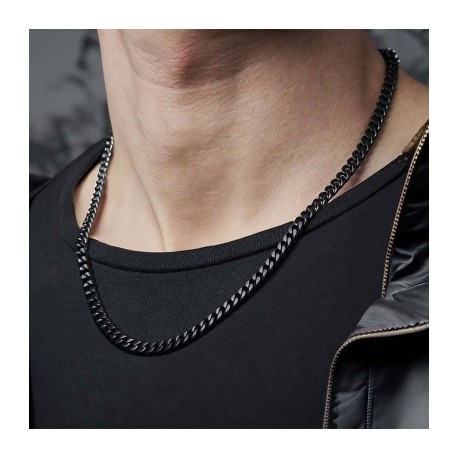 3.5mm/5mm/7mm Diamond-Cut Cuban Chain in Black