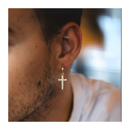 Ripple Cross Dangle Earrings