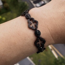 Black Diamond Skeleton Cross Bracelet