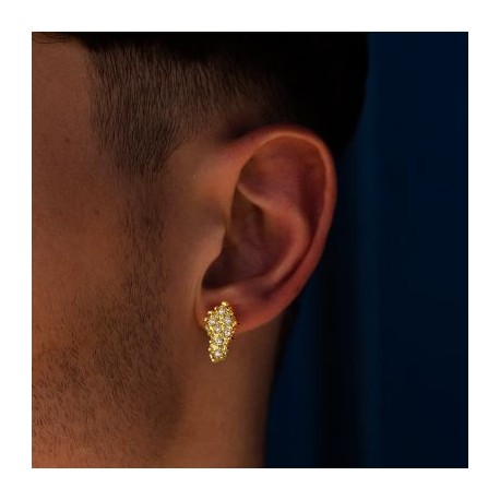 Iced Nugget Stud Earrings in Gold