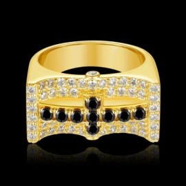 Black Stone Cross Ring