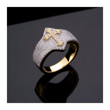Iced Out Gothic Cross Ring