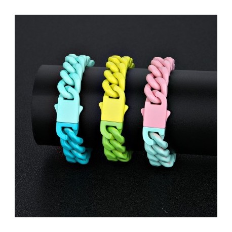 13mm Baked Lacquer Gradient Two Color Cuban Bracelet