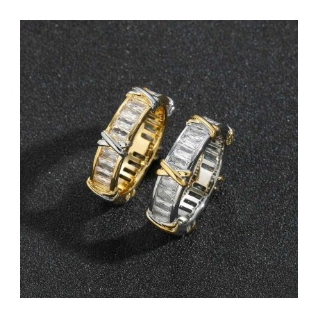 X Two Tone Baguette Ring