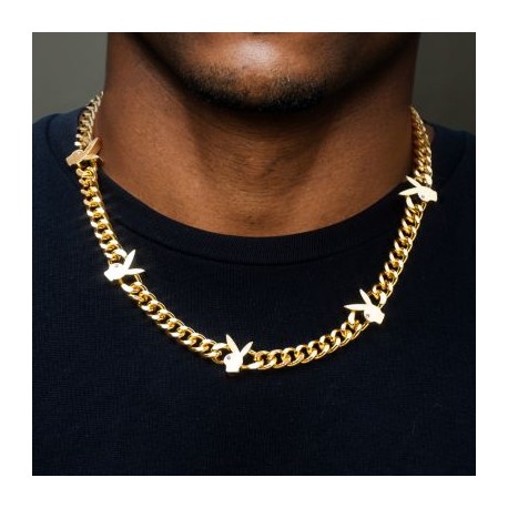 8mm Bunny Heads Cuban Chain in Gold