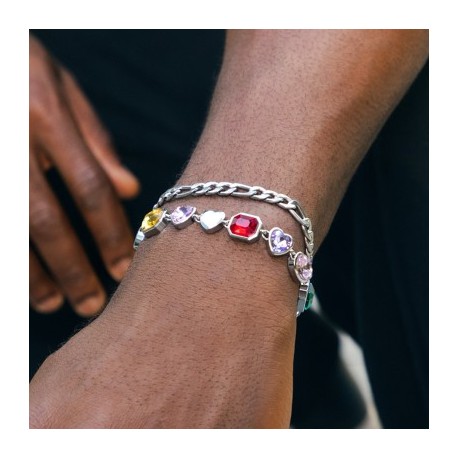 10mm Multi-color Diamonds Bracelet in White Gold