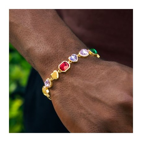 10mm Multi-color Diamonds Bracelet in Gold