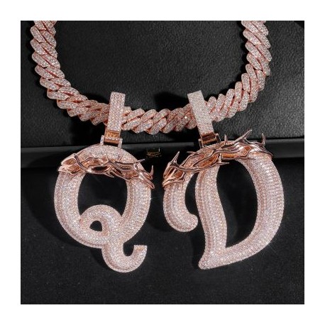 Iced A-Z Thorn Letter Pendant