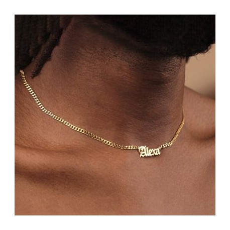 Custom Font Name Necklace with 3mm Cuban Chain